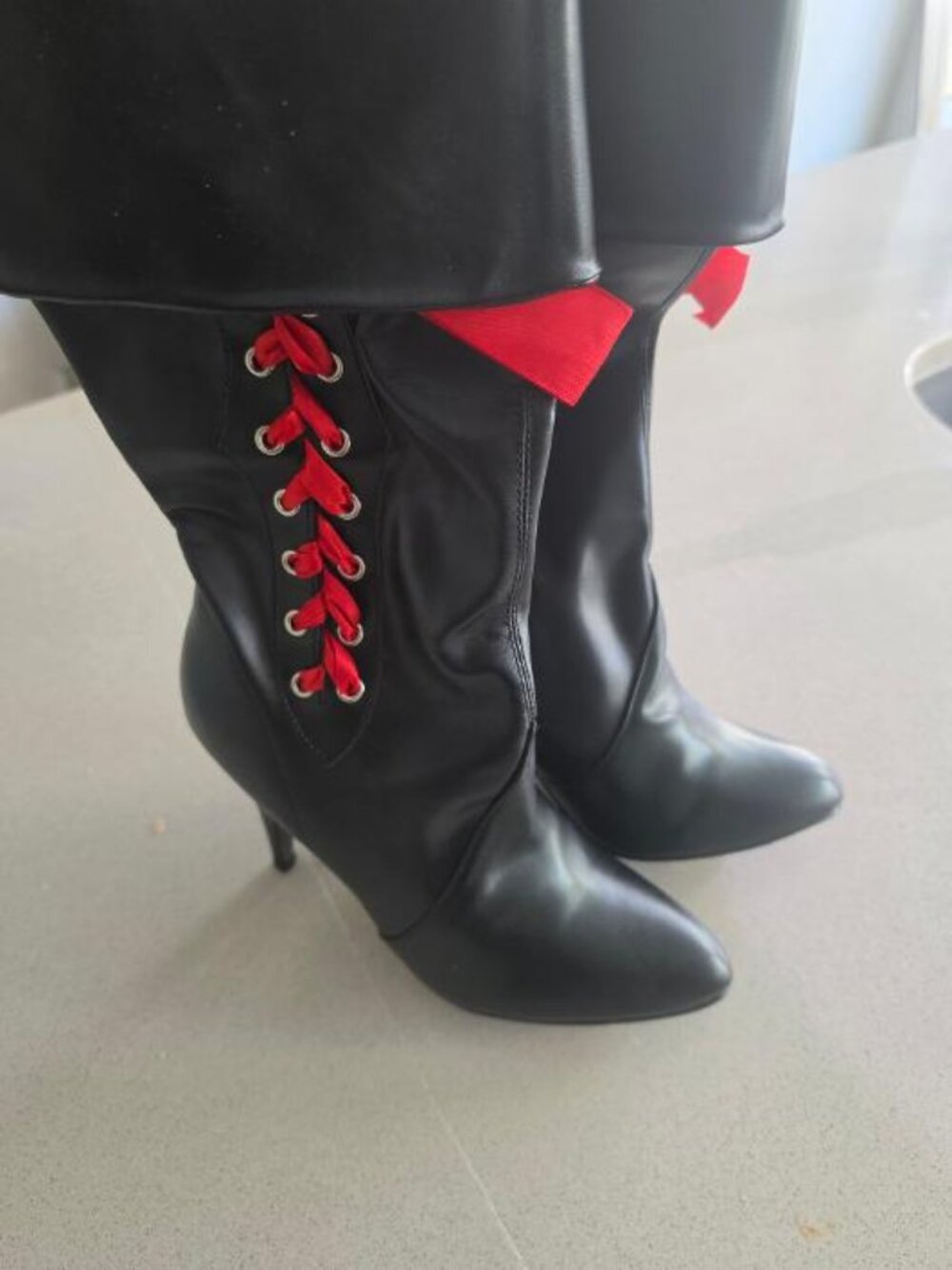 Ellie Cuffed Knee High Pirate Heels Boots 4" Heel Style 418